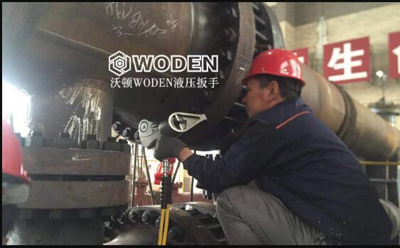 沃頓壓力容器專用液壓扳手應用于山東某壓力容器制造集團現場圖